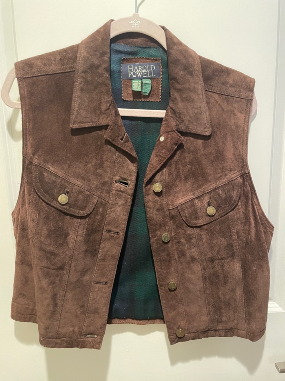 Harold Powell Brown Suede Button Vest